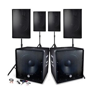 Système Sonorisation Complet 4800W, 4 Enceintes, 2 Subwoofers 18