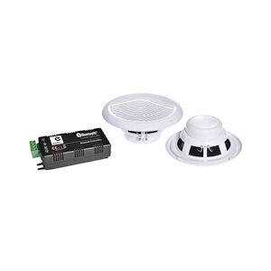 e-audio Paire d'haut-parleurs E-AUDIO B300C - Marins Résitants à l'humidité avec Amplificateur 30W Google Home Bluetooth Amazon Alexa