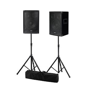 Ibiza Sound Paire d'enceintes passives IBIZA SOUND DISCO-08B - 2 x 300W - TRAPEZOIDALE 3 VOIES 20CM - Supports PIEDS 1M60 - Avec SAC