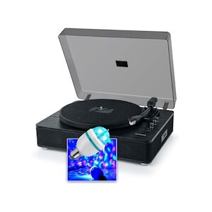 Tourne-disques Muse MT-106 WOOD, Platine vinyles 33/45/78 tours, Stéréo 10W - Bluetooth, Port USB, Ampoule Diams LED