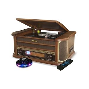 Roadstar Platine Vinyle Roadstar HIF-1993BT 33-45-78 Trs, 2 Enceintes 32W PMPO, CD, USB, Bluetooth, FM RADIO, CASSETTE, en BOIS, Ovni