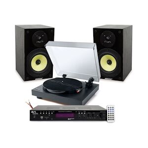 Enceintes Hifi Mash Saphir 6, 2x100W, Ampli STEREO - 2x50W, USB SD BT FM - Platine Muse MT-105B vinyle 33/45 tours, Port USB