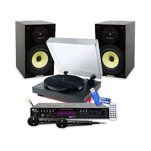 Enceintes Hifi Mash Saphir 6, 2x100W, Ampli STEREO, 2x50W, USB SD BT FM - Platine Muse MT-105B vinyle 33/45 tours, USB, 2 Micros