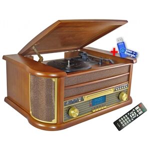 Chaîne Hifi INOVALLEY RETRO29-E vinyle style retro Bluetooth, CD, K7 Audio, FM, USB + telecommande+Cle USB 32G