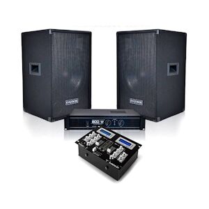 Pack Sono PRO 2 enceintes + ampli stéréo 2x200 WRMS + DJM250-BT