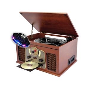 Chaîne Hifi INOVALLEY RETRO10E-BTH-N vinyle avec Fonction encoding, Bluetooth, CD, K7 Audio, FM, USB, Jeu de lumière OVNI LED