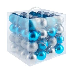 tectake Lot de 64 boules de Noël argentées/bleues - argentées/bleues -403322