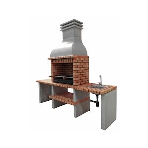 MOVELAR Barbecue Altea plus xl en brique orangée avec 1 latérale d'appoint et 1 module évier et robinet à droite