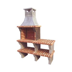 ARTICIMENTOS BARBECUE EYE - Barbecue avec 2 bancs, en brique et ciment réfractaire - 135x57x195cm