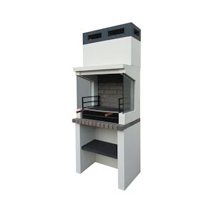 ARTICIMENTOS BARBECUE GLASS - Barbecue simple en brique grise et béton, béton peint blanc - 80x57x206cm