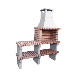 ARTICIMENTOS BARBECUE XL-ART - Barbecue avec 2 bancs, en brique et ciment réfractaire, avec côtés en brique - 153x52x196cm