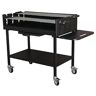 Metro Professional Barbecue DELUXE au charbon de bois sur roulettes, 137x68x94 cm, acier / acier inoxydable, avec couvercle et table d'appoint, noir