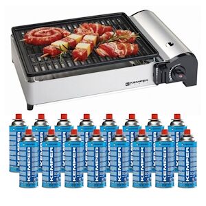 Barbecue gaz 1900W Grille anti adhesive cartouches gaz campingx16 Kemper