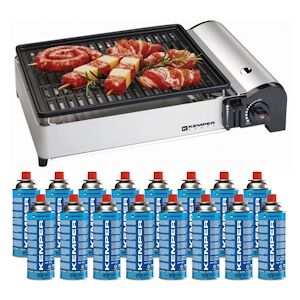 Barbecue gaz 1900W Grille anti adhesive cartouches gaz campingx16 Kemper