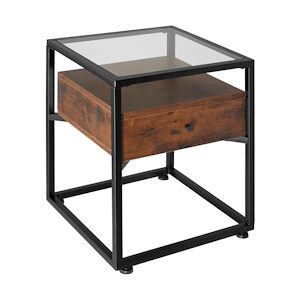 tectake Table de chevet Preston 43x45x54,5cm - Bois foncé industriel, rustique -404680