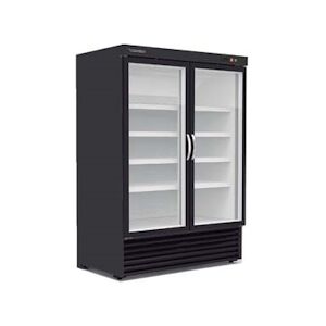 CORECO Armoire Mini Market - - 18/-25C - 2 Portes Vitrees Battantes - 1370X810X2040 - 8 Etageres - Capacite 1750L - Ext Blanc Int Noir CVC-1002-BN