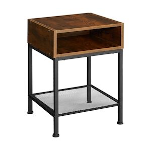 tectake Table de chevet HARLOW 40,5x40,5x59cm - Bois foncé industriel, rustique -404360