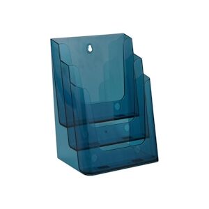 Porte-brochures couleur - 3 compartiments - A4 – Bleu transparent – polystyrène – VKF Renzel
