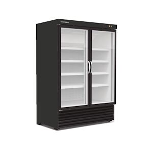 CORECO Armoire Mini Market - - 18/-25C - 2 Portes Vitrees Battantes - 1370X810X2040 - 8 Etageres - Capacite 1404L - Ext Noir Int Blanc CVC-1002-NB