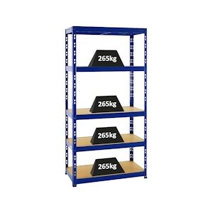 PROREGAL Étagère charge lourde TIGER, HxLxP 180x90x45cm, 265kg par Niveau, Bleu, Étagère robuste de garage, atelier, cave, sous-sol, stockage