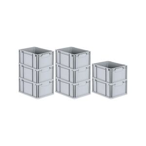 PROREGAL 8x Bac Euro NextGen Economy, Poignées rouges fermées, HxLxP 22x30x40cm, 20 litres, Eurobox, boîte industrielle, boîtes de rangement