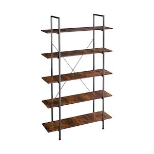 tectake Etagère bibliothèque GLASGOW style industriel 106 x 34,5 x 179,5 cm - Bois foncé industriel, rustique -404150