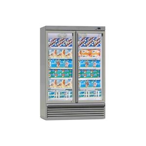 Iarp Vitrine verticale negative 2 portes EIS 115.3, 1340 x 816 x 2040 mm, ventile, gris, glaces et produits surgeles