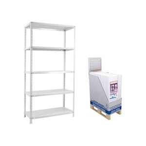 SimonRack Minipromobox de 10 unites de rayonnages metalliques avec vis Avantage 5 etageres blanc 1800x800x400 mm