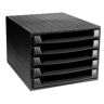 Exacompta - Réf. 221014D - THE BOX - Caisson 5 tiroirs ouverts  -  Dimensions extérieures : Prof. 38,70 x l 28,4 x H 21,8 cm - Noir