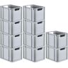 PROREGAL 10x Bac Euro NextGen Economy, Poignées rouges ouvertes, HxLxP 32x30x40cm, 30 litres, Eurobox, boîte industrielle, boîtes de rangement