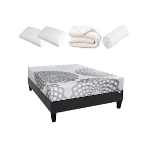 Olympe Literie Ensemble Matelas Mémoire de forme + Sommier + Accessoires 140x190 cm HERAKLION OLYMPE LITERIE