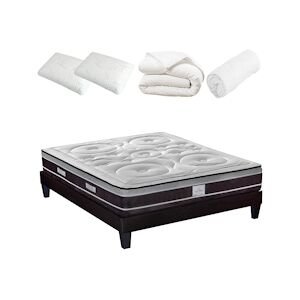 Ensemble Matelas Ressorts ensachés + Sommier + Accessoires 160x200 cm DIVIN HYPSOM