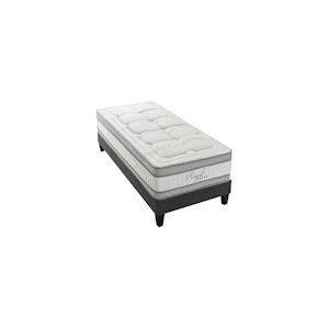 Ensemble Matelas Mémoire de forme + Sommier Bois Mi-ferme 90x200 cm ROYAL HYPSOM