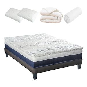 Ensemble   Matelas Memoire de forme + Sommier + Accessoires 140x190 cm CASTELLANE BELLECOUR