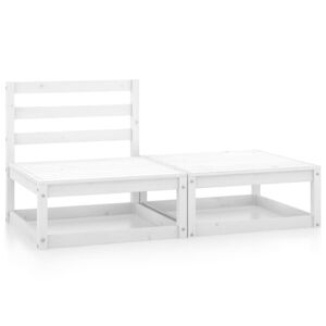 Salon de jardin meuble d'extérieur ensemble de mobilier 2 pièces blanc bois de pin massif 02_0015909