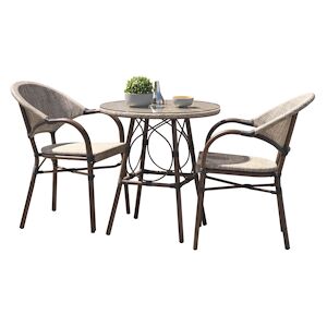 DCB GARDEN Ensemble repas de jardin 2 places en aluminium marron - USHUAIA