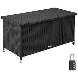 Tectake Coffre de jardin KIRUNA en rotin synthetique 120x55x615cm 270 L noir