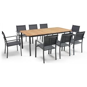 Oviala Business Table de jardin en aluminium/teck et 8 fauteuils - Oviala