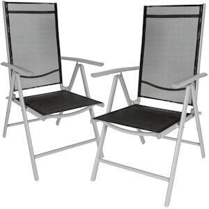 tectake Lot de 2 chaises de jardin pliantes en aluminium noirgris 401631