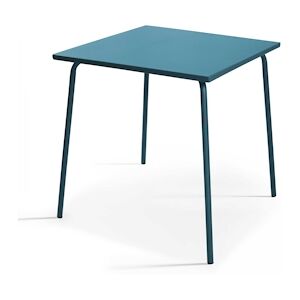 Table de jardin carree en metal bleu pacific - Oviala