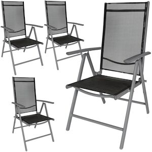 tectake Lot de 4 chaises de jardin pliantes en aluminium noiranthracite 401634