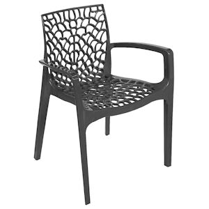 GRANDSOLEIL Fauteuil SAPHIR Grand soleil en polypropylene de haute qualite, 56,5x55x81 empilable , anthracite