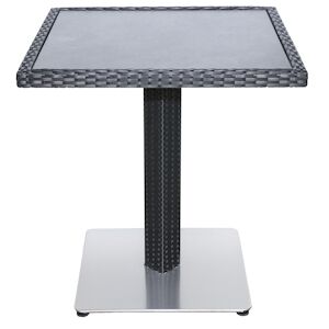 Metro Professional Table de terrasse BARBADOS, aluminium/rotin PE, 70x70x75cm, plateau de table DPC, resiste aux intemperies,reglable en hauteur,noir