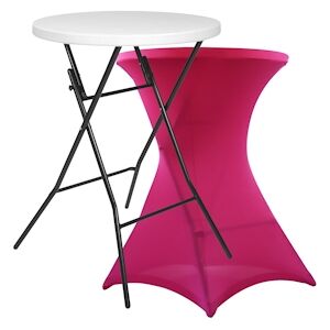 Oviala Business Table haute mange debout + housse rose