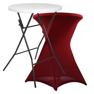 Oviala Business Mange debout pliant 80 cm avec housse bordeaux