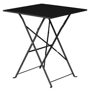 Bolero table de terrasse carree pliante acier noir 60cm