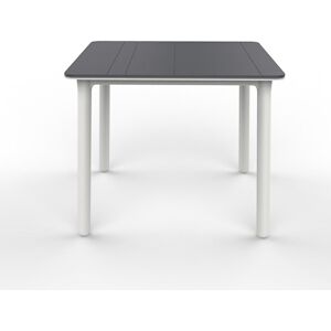 RESOL NOA Table Carree Interieure, Exterieure 90x90 Pied Blanc - Tableau Gris fonce