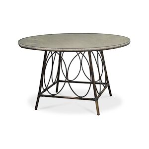 DCB GARDEN Table de jardin ronde en aluminium marron - USHUAIA