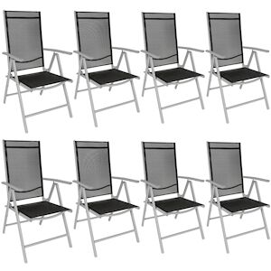 tectake Lot de 8 chaises de jardin pliantes en aluminium noirgris 404365