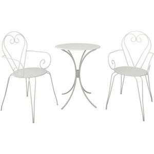 Set Table de jardin romantique en fer forge 60 cm 2 fauteuils Blanc AUCUNE